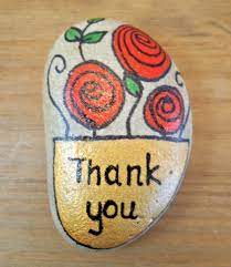 Pebble Art And Craft Hand Painted Rocks Stones Thank You With Flowers 6 50 Hand Painted Thank Rock Painting Patterns Hand Painted Rocks Painted Rocks