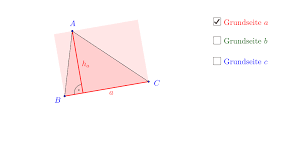 Wenn es von der scharfen spitze durchgeführt wird, fällt es nicht auf der seite eines einfachen polygons, und in ihrer fortsetzung. Flacheninhalt Eines Dreiecks Geogebra