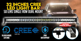 32 Inch Cree Led Light Bar 5d Lens Single Row Dual Mount Flood Spot Combo Elinz Led Light Bars Cree Led Light Bar Led Lights