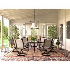 This Seven Piece Outdoor Dining Table And Swivel Chair Set Has Everything You Need To Transform Your Patio Dining Table Outdoor Rooms Large Round Dining Table