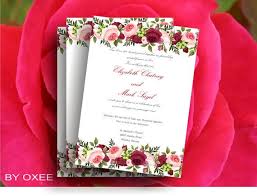 Printable Wedding Invitation Template Roses Floral Motif By Oxee Diy Wedding Invitations Printable Templates Wedding Invitation Templates Wedding Invitations