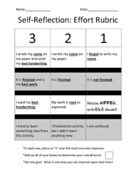 • what was your professional and team role in Self Reflection Effort Rubric By Jeff Lutz Teachers Pay Teachers