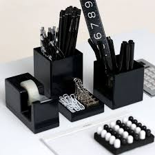 Poppin Black And White Desk Black Office Supplies Desk Accessories Desk Accessories Diy Desk Accessories