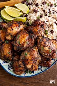 Jamaican Jerk Chicken With Rice And Peas In 2020 Jamaican Jerk Chicken Jerk Chicken Recipe Healthy Herbs