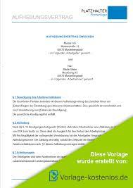 Muster aufhebungsvertrag muster als word dokument. Aufhebungsvertrag Muster Kostenlose Vertrags Vorlage Zum Download