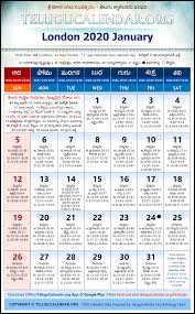 London Telugu Calendars 2020 January Festivals Pdf