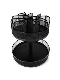 The center support assures smooth, stable rotation. Mind Reader 2 Tier Lazy Susan Granola Bar And Snack Organizer 14 H X 14 12 W X 14 12 D Black Office Depot