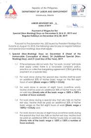 Dole Releases Holiday Pay Rules For December 24 25 30 And 31 2019