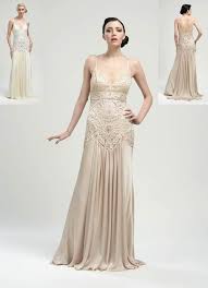 Sue Wong Antique Champagne Embroidered Drop Waist Satin Long Flapper Dress 0 To 14 Item Art Nouveau Wedding Dress Long Flapper Dress Modest Wedding Dresses