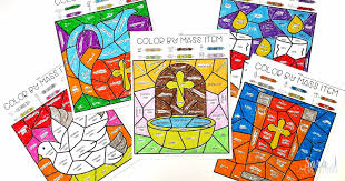 Use these coloring pages for teaching rosary, the mass, the catechism, saints stories, and bible stories. Catholic Color By Mass Item Coloring Pages Sara J Creations