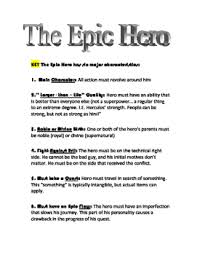 The Epic Hero Worksheets Teaching Resources Teachers Pay