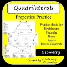 Quadrilateral Properties Practice Parallelograms Rectangles Rhombi Trapezoids Quadrilaterals Parallelogram Teacher Resources