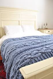 All the rustic style and texture of a classic cable knit, combined with the silky softness of fleece. Chunky Cable Knit Throw Blanket In Light Blue Cabled Wool Hand Knitted Blanket In Stock Now On Ets Mantas Para Cama Colchas Tejidas A Dos Agujas Mantas Tejidas