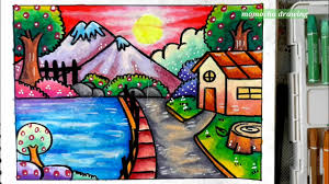 Deskripsi karya lukisan pemandangan jalan ke candi. Mewarnai Pemandangan Pantai Gambar Gradasi