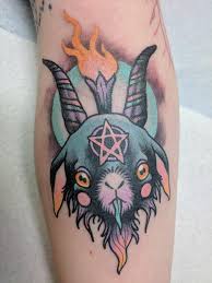 Baby Baphomet By Christina Hock At Dolorosa Tattoo In Studio City Satanic Tattoos Tattoos Creepy Tattoos