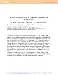 Maybe you would like to learn more about one of these? Pdf Poster Abstracts Of The 25 Th German Conference On Bioinformatics