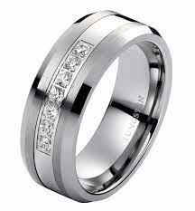 8mm Tungsten Carbide Ring With Brilliant Diamonds Mens Wedding Band Amazon Com Modern Mens Wedding Rings Wedding Ring Bands Mens Diamond Wedding Bands