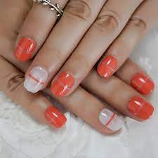 Ver más ideas sobre manicura de uñas, uñas de gel bonitas, diseños de uñas. Unas Postizas Cortas Kit De Unas Acrilicas Para Manicura Color Rojo Brillante Punta De Lin Frances Mezcla De Colores Predisenados 24 Uds Unas Postizas Aliexpress