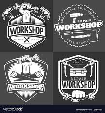 Four Vintage Repair Workshop Logo Set With Full Service Repair Workshop Description And Others Vector Illustration Download A Shop Logo Logo Set Logo Clipart