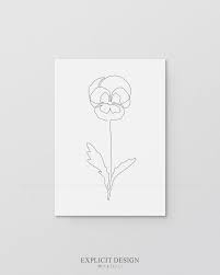 Printable One Fine Line Violet Flower Drawing Minimalist Etsy In 2021 Flower Line Drawings Flower Drawing Violet Flower