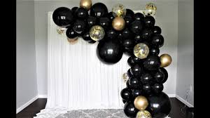 Backdrop Black And Gold Diy Party Decorations Black And Gold Balloon Garland Diy How To Black And Gold Balloons Balloon Garland Balloon Garland Diy