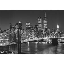 Black And White New York Skyline Wallpaper Ideal Decor 100 In X 144 In Brooklyn Bridge Wall Mural Dm114 The Home Depot City Wallpaper Black And White Wallpaper New York Skyline