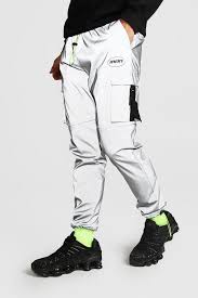 Be the woman who helps me and yet, grey joggers have not been appropriated by the sort of guy who is the manager of an immersive. Man Reflective Shell Cargo Joggers Boohooman Uk