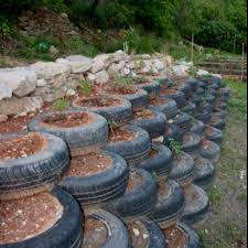 Tires Steps For The Sloped Part Of My Back Yard Sloped Backyard Landscaping Tyres Recycle Outdoor Decor Backyard