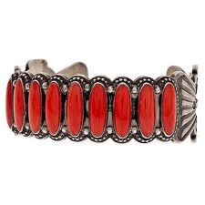 Ernest Roy Begay (Navajo, 20th century) Coral Row Bracelet sold at auction 