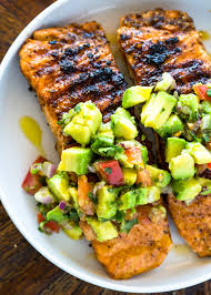 Baked and not fried, panko breadcrumbs give this salmon a delicious crispy coating without the extra fat. Salmon With Avocado Salsa Low Carb Paleo Whole30 Healthy Gimme Delicious
