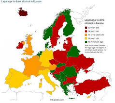 Legal Age To Drink Alcohol In Europe Via Europe Alcoholic Drinks Map