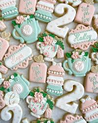 Cowtown Cookie Co On Instagram Tea For Two Happy 2nd Birthday Hadley And Hayes Side N Wedding Shower Cookies Bridal Cookies Bridal Shower Cookies