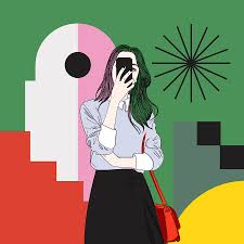 Ad by gmsartbygretha ad from shop gmsartbygretha. The Magic Of Colours Aesthetic Wall Art Of Young Girl Taking A Selfie With Her Mobile Phone Drawing By Mounir Khalfouf