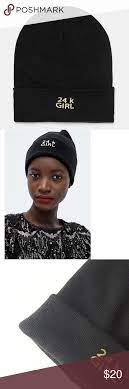 Last Chance Zara Solid Black Beanie With Text Black Beanie Knit Cap Women Accessories Hats