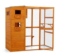 Outdoor Catio for Cat, 70''H Wooden Cat Enclosure, Large Indoor Cat House  Pet Cave with Waterproof Roof, Platforms, Resting Box, Orange