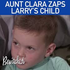 Aunt Clara (Marion Lorne) is babysitting for the Stephens (Elizabeth  Montgomery and Dick York) and the Tates (David White and Kasey Rogers), but  she accidentally splits little Jonathan Tate into a set ...