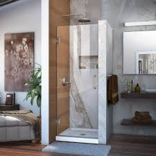 Dreamline Unidoor 25 In X 72 In Frameless Hinged Shower Door In Brushed Nickel In 2020 Frameless Shower Doors Shower Doors Glass Shower Doors