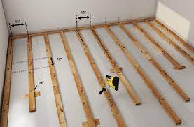When installing hardwood flooring on basement, the concrete must be flat so the tongue and grooves of the hardwood meet and connect. How To Install A Wood Subfloor Over Concrete Rona