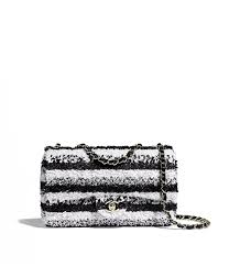 Black And White Chanel Bag Discover The Chanel Sequins Gold Tone Metal White Black Flap Bag And Explore The Artistry And Craftsmanship Of Th Chanel Handbags Chanel Flap Bag Flap Bag