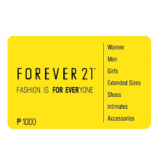 Gap visa cards are accepted. Forever 21 Gift Card Php 1000