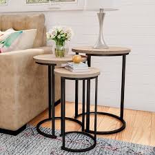 Round Nesting Tables Set Of 3 Modern Woodgrain Look With Black Base By Lavish Home Walmart Com In 2020 Nesting Tables Lavish Home Living Room Coffee Table