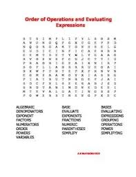 Order Of Operations And Evaluating Expressions Word Search It Contains More Than Twenty Words About This Topi Evaluating Expressions Order Of Operations Words