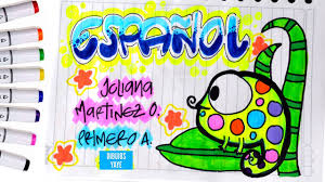 Ver más ideas sobre dibujos para decorar cuadernos, dibujos, cuadernos. Como Decorar Portada De Espanol Con Letras Bordeadas Letra Timoteo Yaye Youtube