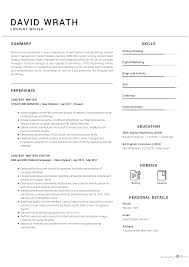 Classic cv / resume, this form of document will work in almost every industry. Content Writer Resume Sample Cv Owl