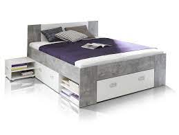 Ebay bett mit stabilem lattenrost ohne matratze. Benjamin Funktionsbett 140x200 Doppelbett Schubladen Beton Weiss Mdf Nachbildung Ebay