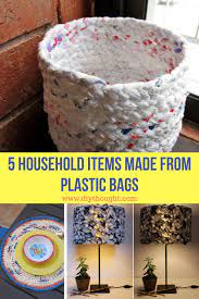 5 Household Items Made From Plastic Bags Plastic Bags Diy Plastic Bag Crafts Plastic Bag Crochet