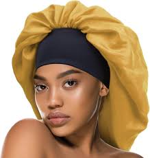 Amazon.com: DONNA Gorro de satén de seda de borde ancho para dormir, gorro  de ducha para mujer, banda cómoda, 1 unidad, tamaño súper jumbo, color ...