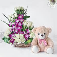 Teddy bears with flowers by flowers across melbourne today only! Flowers With Teddy Bears Send Teddy With Flowers Online Delivery