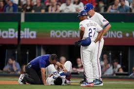 Marcus Semien started his night by getting hit in the head with a 95 mph  fastball. He ended the night with the game-winning base hit in extra  innings. Rangers walk-off the Braves,