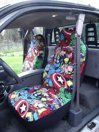 1 Set Of Marvel Comic Print Car Seat Covers And Steering Etsy In 2020 Car Seats Carseat Cover Seat Covers
